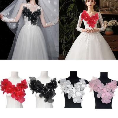 1PC Cloth Decoration Patch Sewing Supplies Lace Flowers Elegant Hand-embroidered Lace Embroidered Patch Exquisite 4 Colors