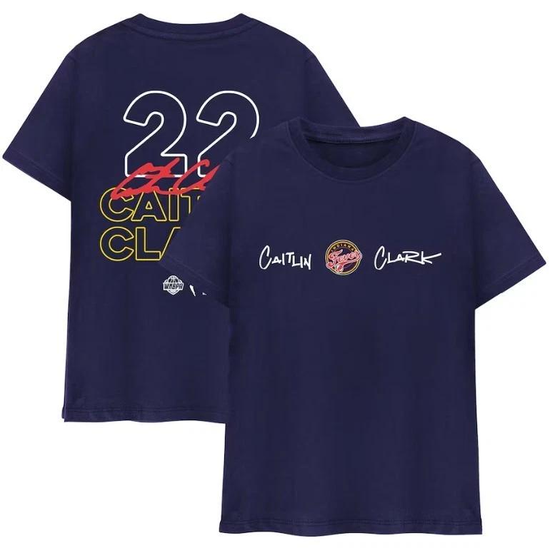 Unisex Indiana Fever Caitlin Clark round21 Navy Player Signature T-Shirt XXXL