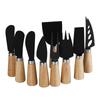 Stainless Steel Black Cheese Knife Set with Rubber Wood Handle for Butter & Pizza