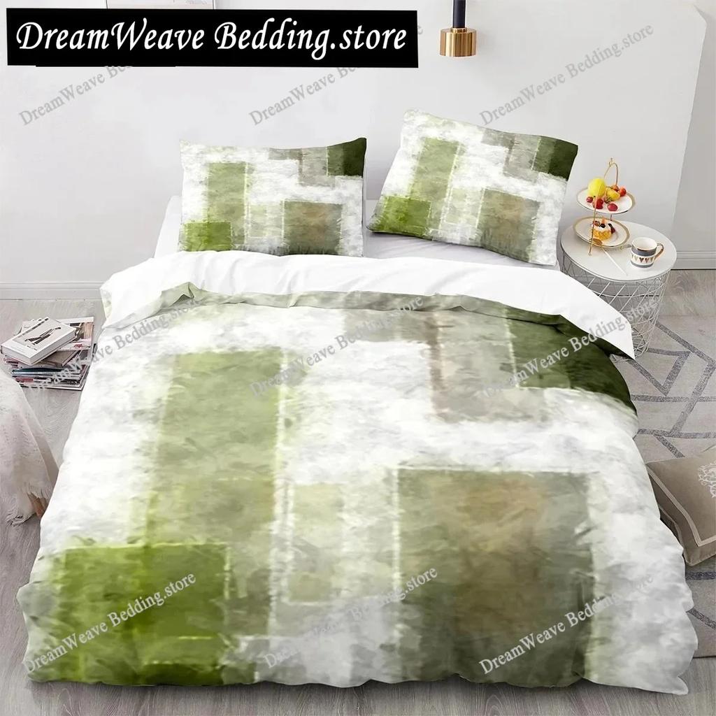 Art Green Blue Black Striped Plaid Patch Style Duvet Cover Pillow Case Bedding Set Quilt Cover Double Bed Home Textile963963