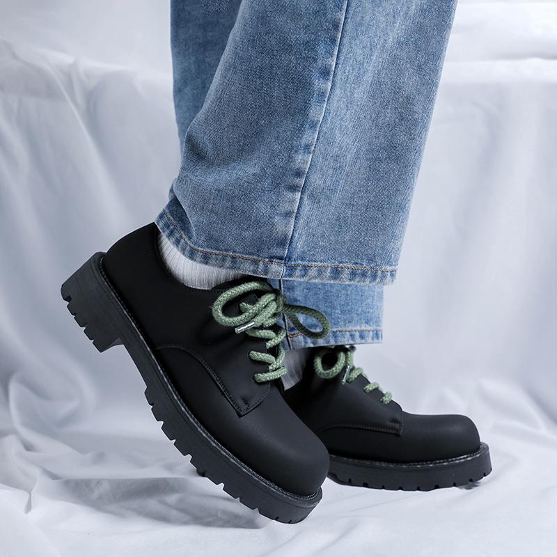 Fashion Thick soled men's leather shoes Trendy designer luxury style Fashion Party Outdoor leisure street Handsome youth shoes New