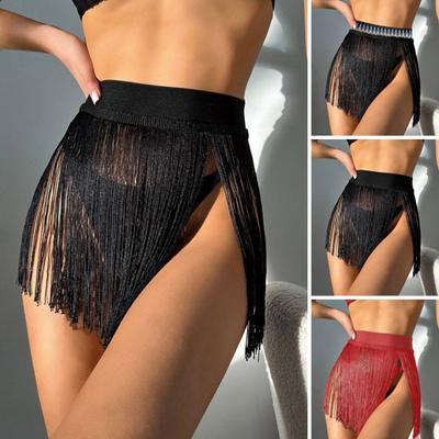 Jupe de bain cache-maillot taille haute couleur unie pompon protection solaire plage bikini jupe piscine plage source chaude maillots de bain sexy