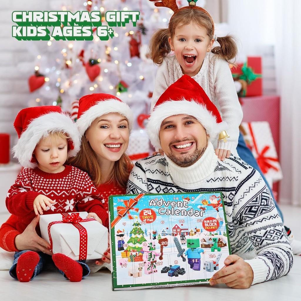 Farbenfrohes Weihnachts-Themen-Baustein-Puppenset Perfekt für Feiertagsfeiern und festliche Dekoration