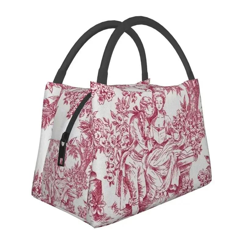 

Пользовательская винтажная классическая французская ткань туаль де жуи с темно-синим мотивом, сумка для ланча, термоизолированная, для работы, путешествий 28x17x16CM