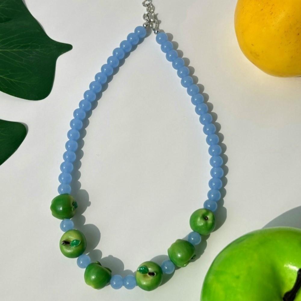 Layered Fruit Bead Necklace Stackable Retro Necklace Bohemian Colorful Choker Beach