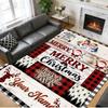 Christmas Custom Name Printed Square Area Rug Soft Non Slip Floor Carpet For Bedroom Holiday Gift
