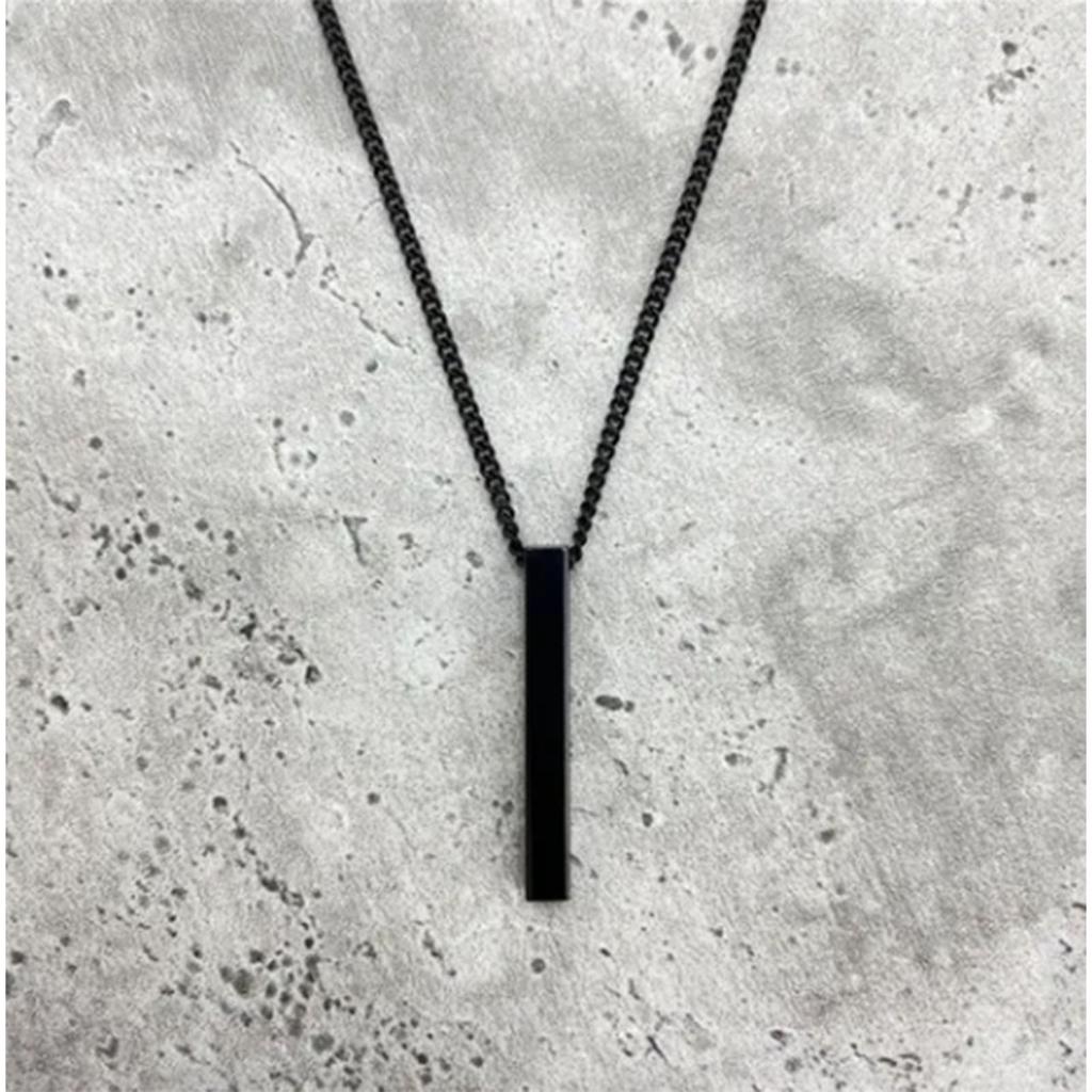 Rechteckige Geometrische Stangenkette Galvanisieren Polieren Zinklegierung Herren Accessoires Schwarz