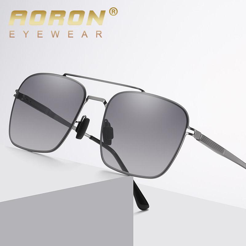 AORON Fashion Sunglasses Gradient Color Driving Fishing Glasses for Men Women Metal Frame Eyeglasses