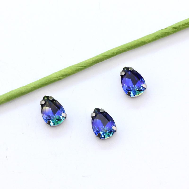 

Серебряный коготь Капля Турмалин Бриллиант Градиентный драгоценный камень для DIY ювелирных изделий, обуви, сумок - 10x14 мм Кристальный камень. 10x14mm, 10 pieces/pack