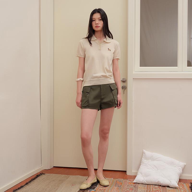 GREEN BELT Women's Tencel Linen A-line Cargo Shorts