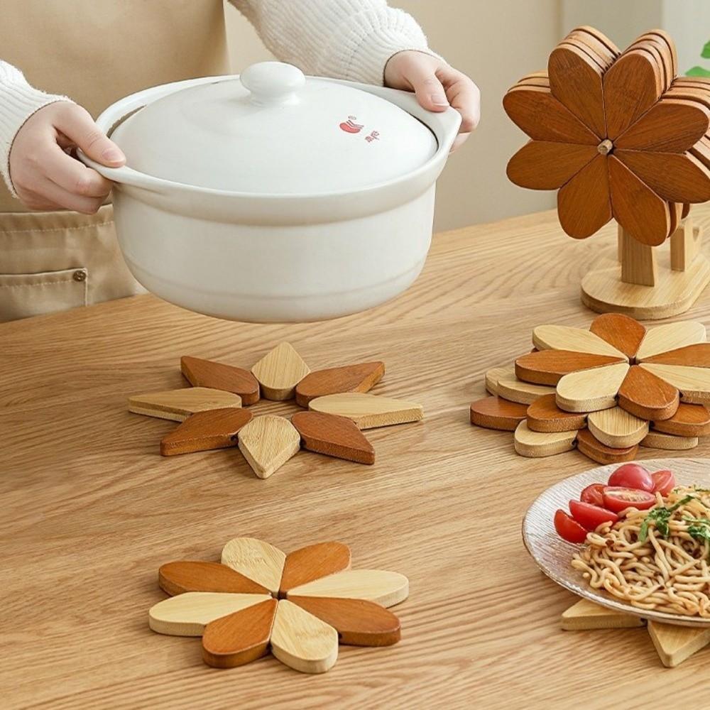 Decorative Wood Trivets Thicken Pot Holders Eco-Friendly Pot Holder Dining Table