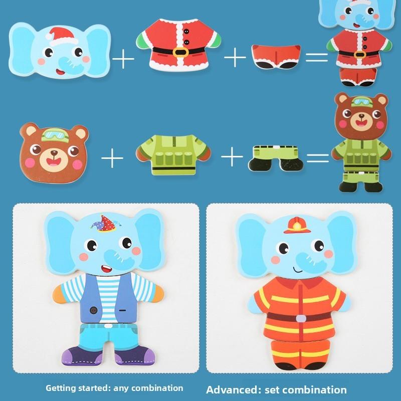 Wooden Animal Dress Up Puzzle For Kids With Diy Fun For Ages 3 To 6