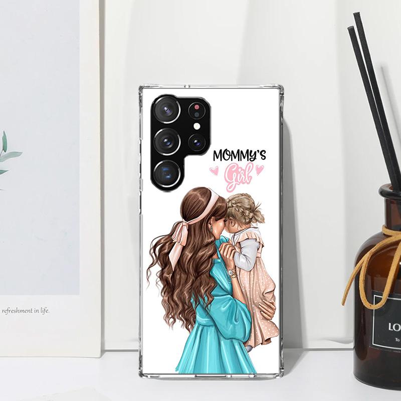 Mom Baby Girls Phone Case For Samsung Galaxy S26 S25 Edge S24 FE S23 S22 Ultra S21 Plus S20 + Art Fundas Back Cover Galaxy S24 S