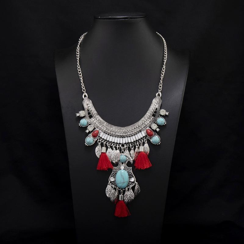 Tibetan Vintage Exotic Bohemian Necklace Nepalese Clavicle Chain Pendant Forehead Ornament Female