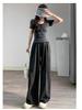 Women's Spring 2026 High-Waisted Wide-Leg Milk White Casual Pants, Petite Flattering Korean Style by Yamamoto