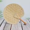 Straw Fan Old-Fashioned Fan Summer Hand-Cranked Kids Mosquito Repellent Palm-Leaf Fan Hand-Woven round Fan Chinese Style Classical