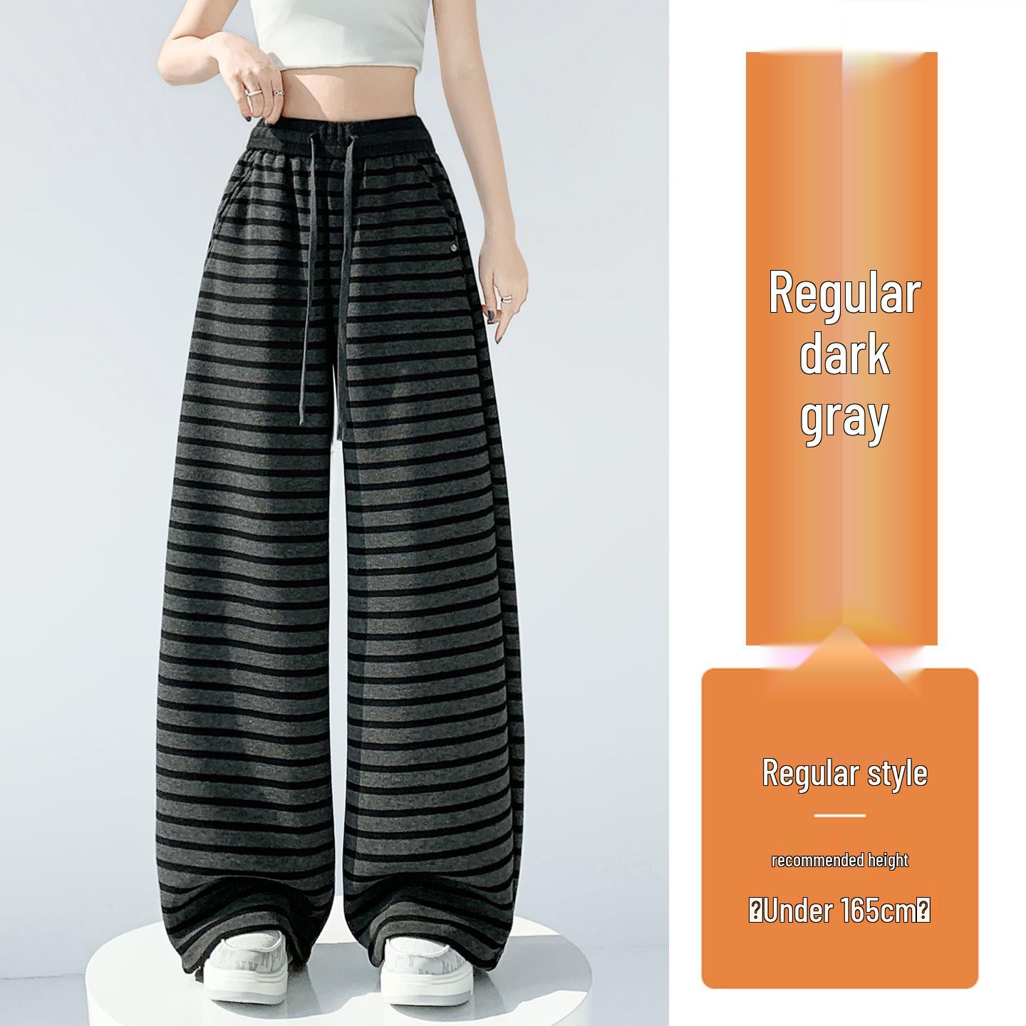 

Women s Gray Striped High Waist Wide Leg Pants - Spring/Summer 2026 Fashion Large темно-сірий