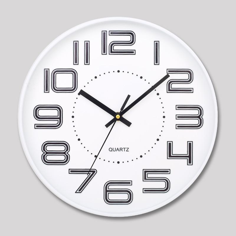 12 Inch 30CM Silent Wall Clock, Creative and Fashionable, Three-dimensional Digital Minimalist Clock for Home Living Room