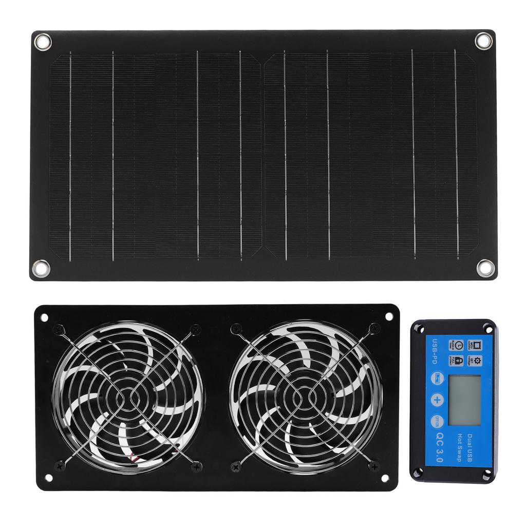 Solarbetriebener Lüfter, 6-Zoll-Solar-Doppelauslasslüfter-Kit, geräuscharmes doppeltes Kühl-Lüftungsventil