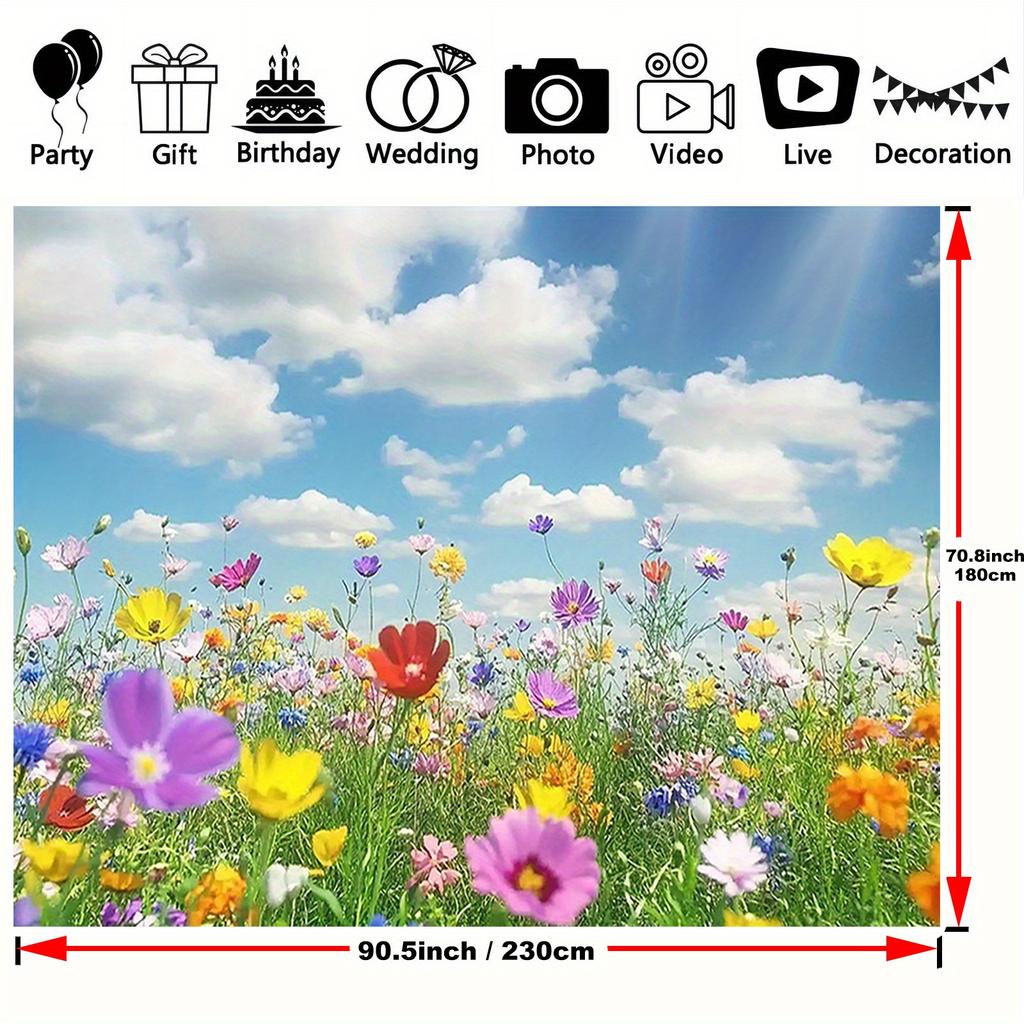Multi-functional spring garden background cloth with flowers and butterflies - family gatherings