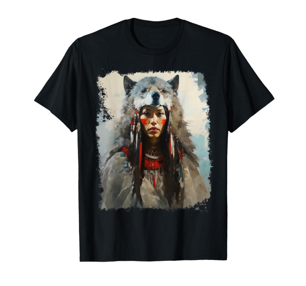 Wolf and Woman I Want Exquisite Pattern Print Tshirt Fashion Trend Y2K Mens Tshirt Streetwear Harajuku Graphic T Shirts