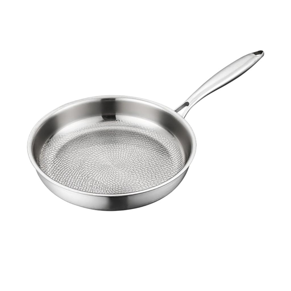 20cm Stainless Steel Hammered Texture Frying Pan Nonstick Surface Without Lid Suitable for Various Cooking Methods Durable Handle