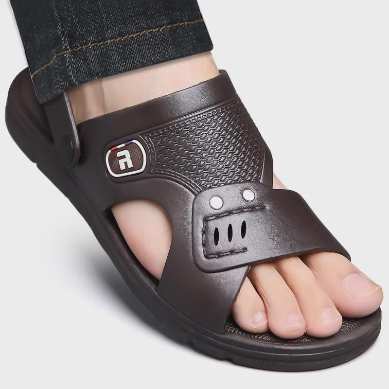 2024 Men's Casual Non-Slip Breathable Outdoor Sandals: Wear-Resistant Beach & Driving Slippers