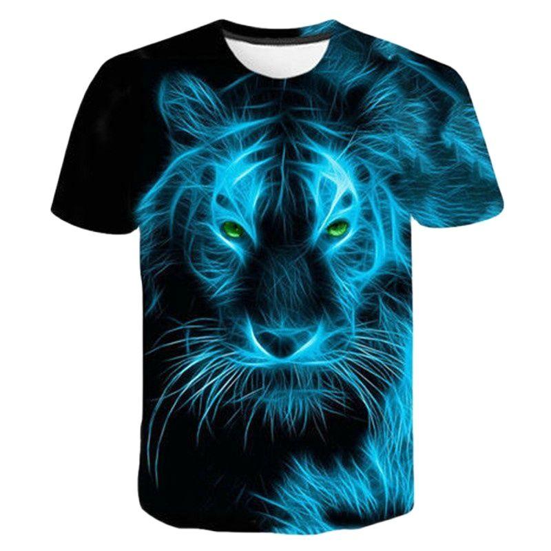 Neuer Sommer Freizeit Modetrend Tigerbild Herren T-Shirts Lässiger Druck Persönlichkeit Tees Rundhals Kurzarm Lustige Oberteile