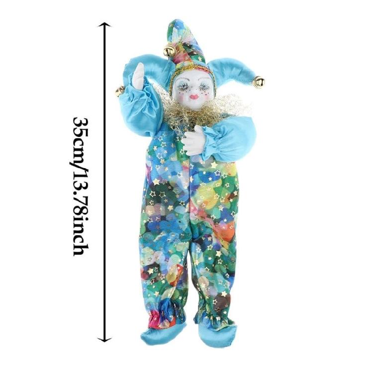 Handcrafts Ceramic Clown Doll with Vibrancy Costume Poseable Design Decorative Figure Doll For Holiday Office Decoration
