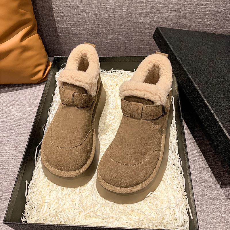 Women's Large Size Soft Sole Winter Warm Anti-slip Fur Snow Boots Padded Lined Ankle Boots Anti-slip Hiking Sports Cotton Boots