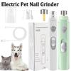 USB Rechargeable Electric Dog Nail Grinder LED Light Green Pet Nail Trimmers Polisher Wheel Pet Grooming Trimmer Cat Accessories
