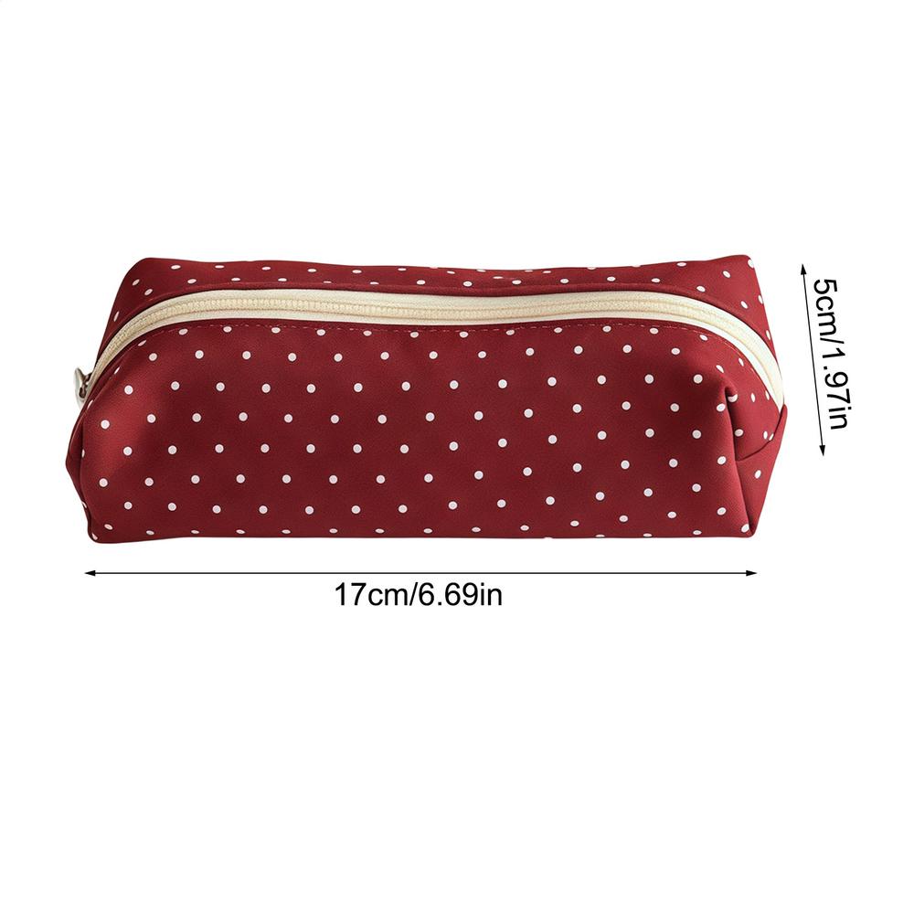 Dot Pencil Case Large Capacity Canvas Zipper Pen Stationery Pouch For Students School Office Makeup Storage Back To School