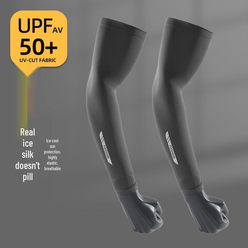 Men s UV Protection Ice Silk Sleeve Gloves for Summer Cycling L