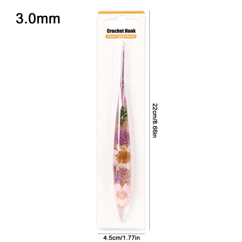Set of 9 Colored Anodized Aluminum Crochet Hooks with Creative Resin Handles and Exquisite Flower Design