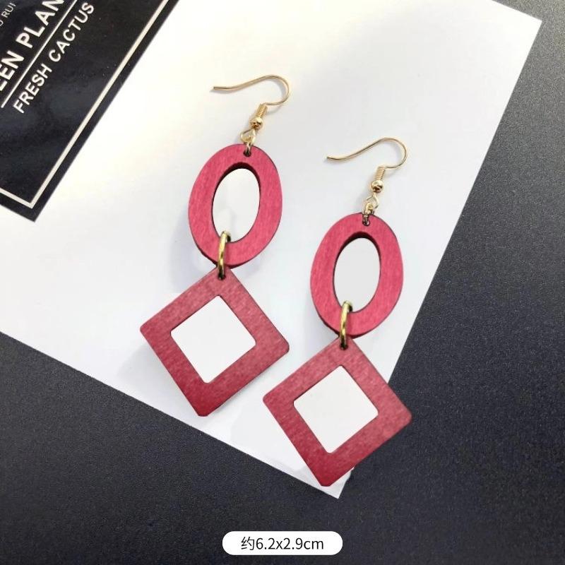 

Ретро универсальные геометрические деревянные серьги, легкая роскошь, простые, женская мода, длинные с бахромой, темпераментные, украшения для ушей