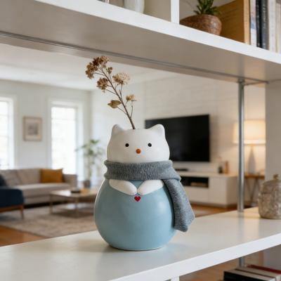 1/2 Stück Keramik Katze Blumenvase Moderne Kätzchen Blumen Stifthalter Behälter Haus Büro Tischmittelstück Dekorativer Blumenpflanzen Vasen