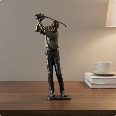 Živicová figurka golfisty Stolní dekorace Hráč 3D soška golfisty do kanceláře, pracovny