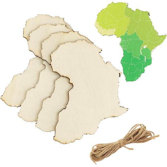 30 Pack 4 Inch Wood Africa Cutouts Unfinished Wood Africa Crafts Wooden Africa Hanging Ornaments DIY Africa Craft Gift Tags for Home Party Decoration