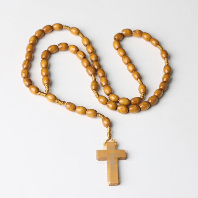 In Stock: Natural Cross Rosary Pendant - European & American Design Rosary Cross Ornament