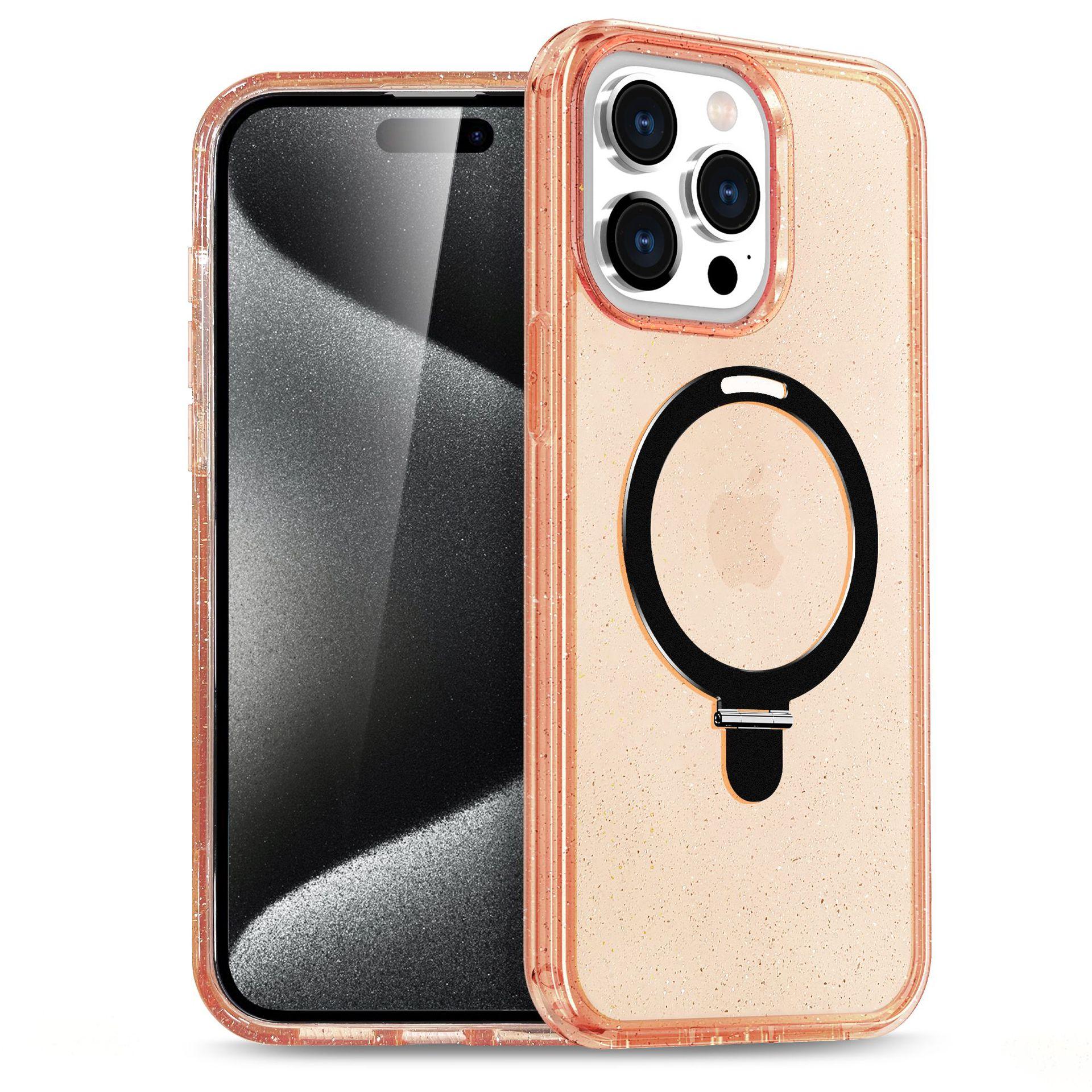 

For IPhone16 Mobile Phone Case for Apple 15pro Glitter Powder Stand Anti-scratch Hardened Mobile Phone Protective Cover For iPhone12 Pro Max