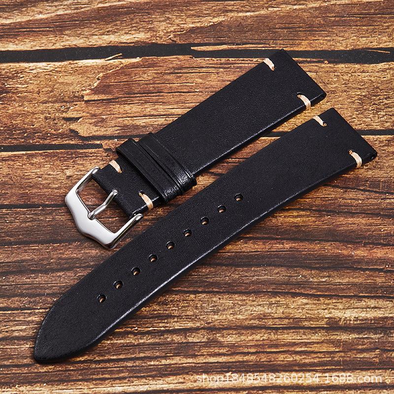 The First Layer Of Cowhide Retro Hand-Stitched Genuine Leather Strap Is Suitable For 20Mm22Mm Unisex Hot Products