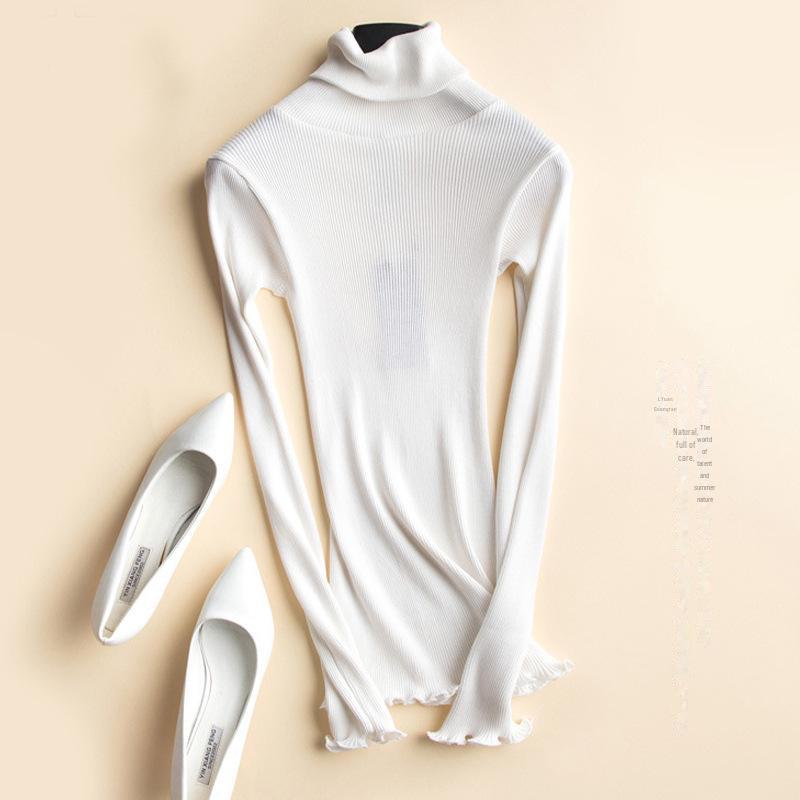 

Шелковый топ Yuyue с полувысоким воротником и длинными рукавами для женщин на осень/зиму One Size