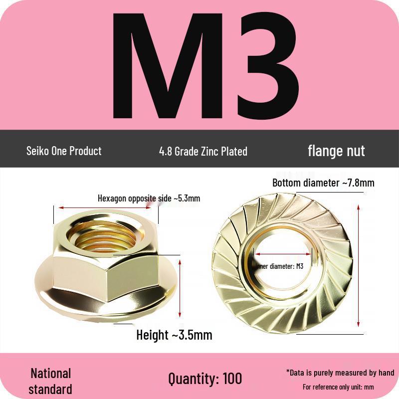 Electroplated Galvanized Anti-Slip Hex Flange Nut with Tooth Washer, M3-M16