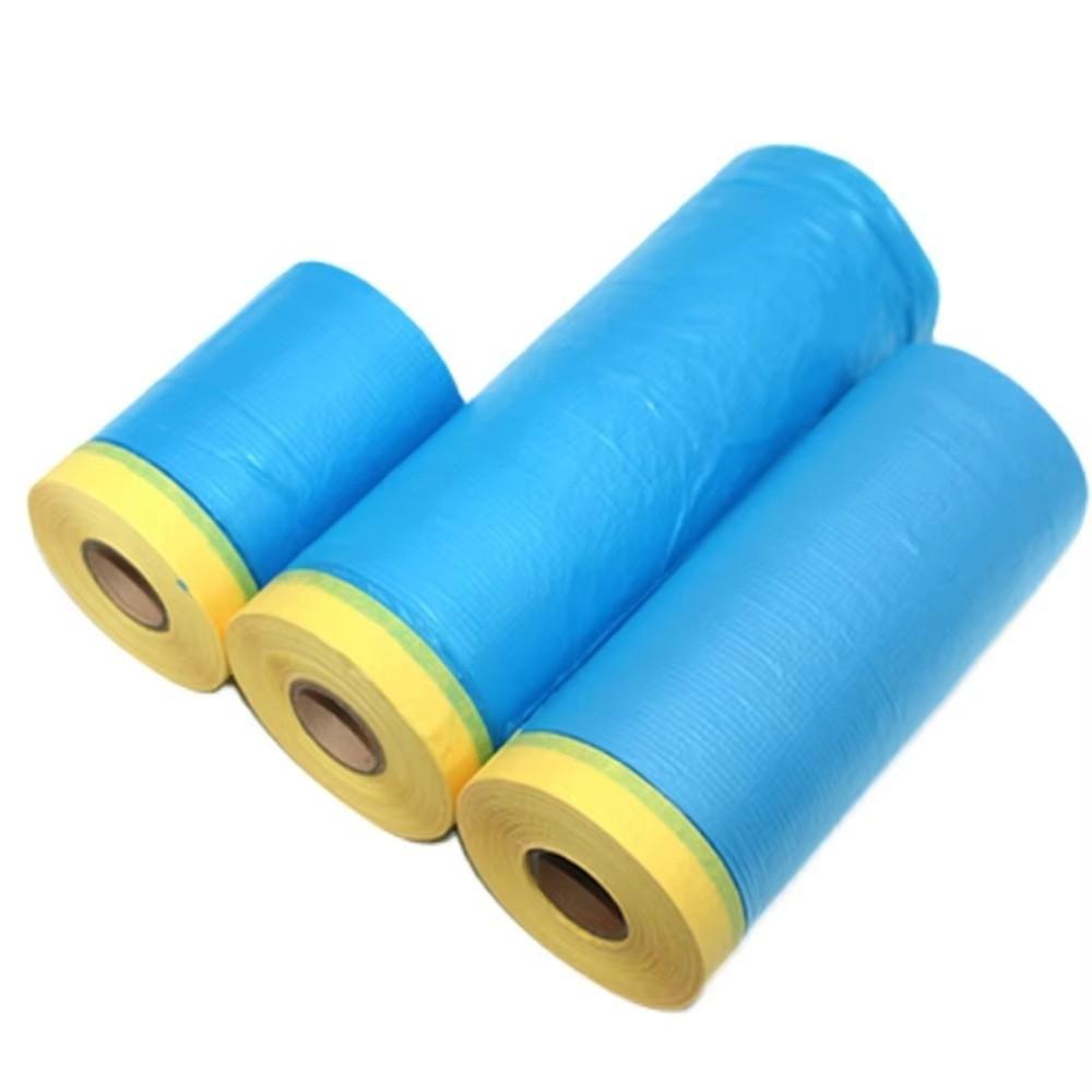 Multifunctional Pre-Taped Masking Film Strong Adsorption No Residue Dustproof PE Films Blue Drop Cloth Thickened