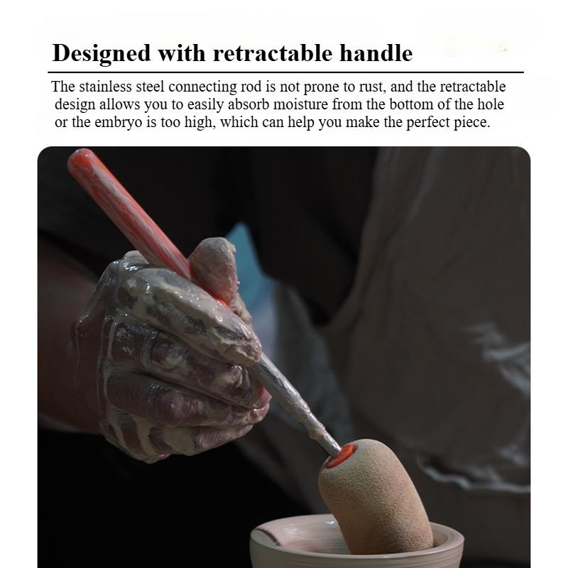 Pottery Tool Retractable Design Sponge Rods with Strong Water Absorption and Wear Resistance for Wet Polishing Ceramic Embryos