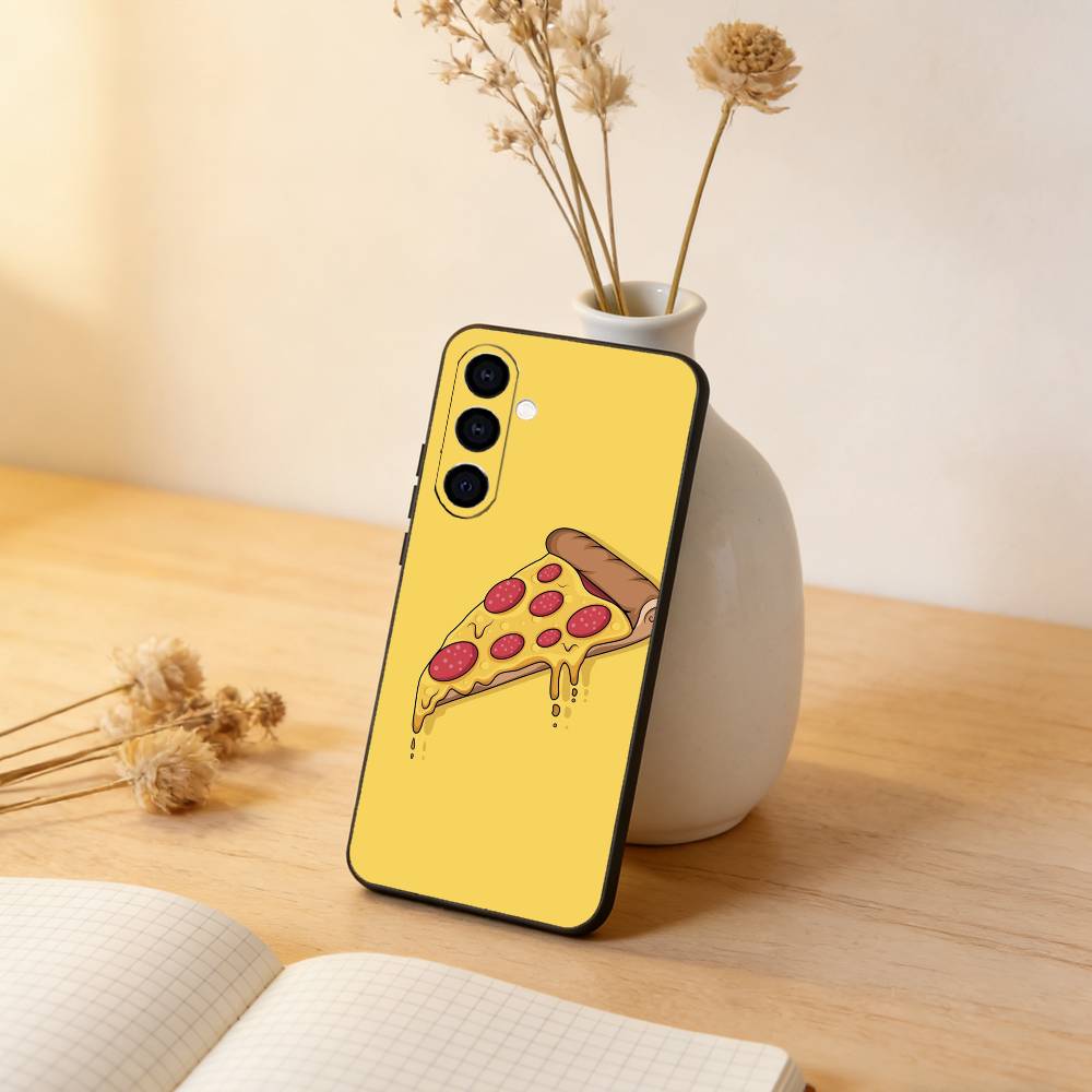 pizza Phone Case For Samsung Galaxy A73,A72,A71,A70,A53,A52,A51,Soft Silicone Black Cover