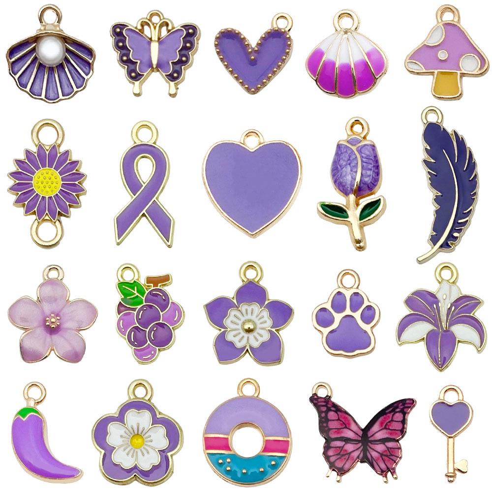 Mixed Color Cartoon Enamel Alloy Pendants for DIY Bracelets & Keychains