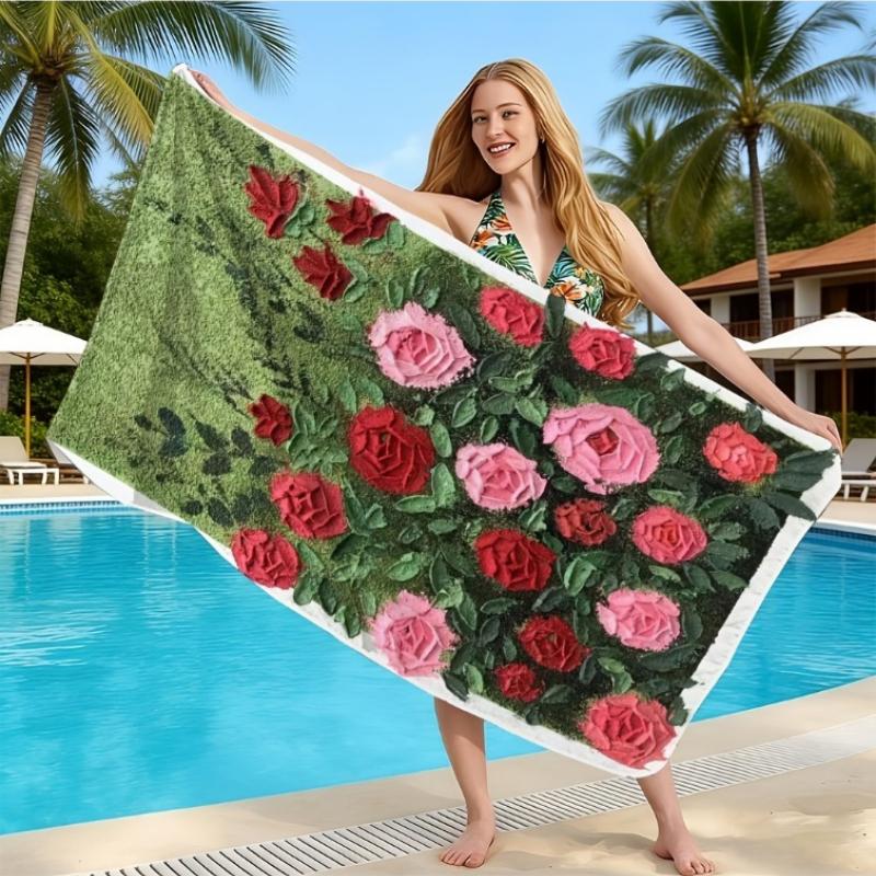 

1pc, Original Floral Abstract Red Rose Pink Rose,Large 3D Textured Floral Abstract Rose Christmas Tree Skirt,Christmas Tree Beac W40*H60(CM)