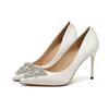 White rhinestone high heels autumn and winter new pointed head shallow mouth stiletto dinner bride wedding shoes