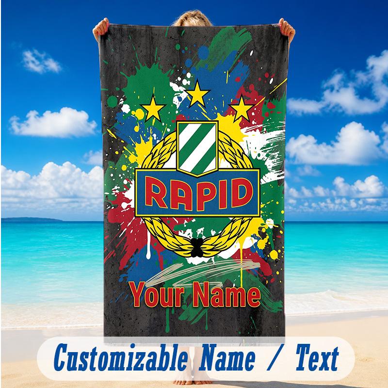 Beach Towel Custom Name Text, Quick Dry Large Towel For Beach HomeRapid Wien FC